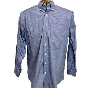 Jos A Banks Mens Traveler Collection 16.5x34 Button Down Shirt Cotton Blue Check